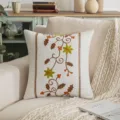 Funda de cojín bordada con flores de estilo pastoral americano para sofá elegante - 45x45cm / Marrón Rojo