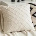 Nordic minimalist cream lattice textured square cushion cover for sofa home decor - Quilted Style / 45x45cm / Off White