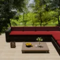 Dark red outdoor waterproof sectional sofa cushion covers for patio garden furniture - Burgundy