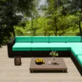 Turquoise waterproof outdoor sofa cushion covers for garden rattan furniture set - Aqua Green