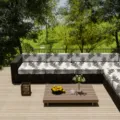 Waterproof outdoor sofa cushion covers featuring a stylish brown leaf print pattern - Brown Palm Leaf