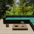 Teal waterproof outdoor sofa cushion covers in durable oxford cloth for garden patio - Teal