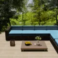 Waterproof blue Oxford cloth sofa cushion covers for outdoor garden rattan patio furniture - Blue Gray