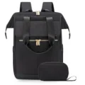 Professioneller schwarzer Damen-Laptop-Rucksack mit passender kleiner Reisetasche - Große Größe Zweiteiliges Set / Reines Schwarz