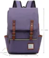 Detailed size specifications for this vintage purple canvas rucksack with leather straps - Purple