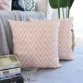 Funda de cojín bordada geométrica moderna en rosa y blanco para la decoración de casa - 45x45cm / Onda Rosa (Estilo 1, Sin Núcleo)