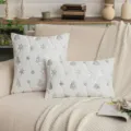 White plush pillow cover with silver sequin Christmas tree and snowflake embroidery - 30x50cm / White Silver