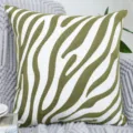 Nordic style green zebra pattern embroidered decorative throw pillowcase on gray sofa - Water Ripples / 45*45cm Without Core