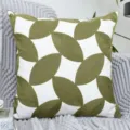 Nordic square white throw pillowcase with decorative green leaf embroidery patterns - Continuous Leaves / 45*45cm Without Core
