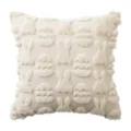 Cream white tufted Easter pillow cover featuring 3D plush bunny and egg patterns - Beige / 30x50cm