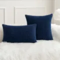 Marineblauer Kissenbezug mit Maiskorn-Struktur für gemütliches nordisches Sofa-Dekor - 30X50cm (Nur Bezug) / Marineblau