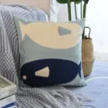 Housse de coussin méditerranéenne moderne avec motif de poisson brodé en bleu - 45x45cm / Poisson Bleu Clair (Style 7, Sans Noyau)