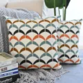 Housse de coussin style méditerranéen avec broderie géométrique colorée pour canapé - 45x45cm / Vague Géométrique Sauge (Style 8, Sans Noyau)