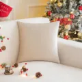 Housse de coussin en velours beige minimaliste nordique pour décoration de canapé - 45x45cm / Blanc Lait