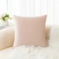 Cuscino quadrato in velluto color pesca per decorazione divano in ambiente accogliente - Con imbottitura / 45x45 (Con Imbottitura) / Rosa