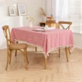 Nordic style red and white checkered tablecloth with fringe tassels for rectangle tables - 60*60cm / Red