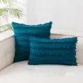 Bohemian Kissenbezug-Set aus Baumwolle und Leinen in Blaugrün mit Quasten für das Sofa - 30*50cm Ohne Kern / Seeblau