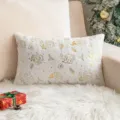 White faux fur Christmas pillowcase featuring gold tree embroidery for holiday sofa decor - Bronzing Santa Claus (No Core) / 45x45cm