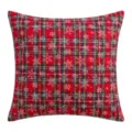Dekoratives rotes Weihnachts-Plaid-Kissen mit eleganten weißen Schneeflockenmustern - 45x45cm(Nur Bezug) / Rotes Karo Große Schneeflocke