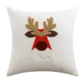 Christmas reindeer embroidered velvet throw pillowcase for festive holiday home decor - Reindeer (Cotton) / 45x45cm Without Insert