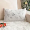 Elegant white faux rabbit fur Christmas pillowcase with silver embroidered patterns - Silver Stamped Gift Box (No Core) / 30x50cm