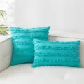 Boho Kissenbezüge in Türkis mit Fransen auf Sofa - 45*45cm Ohne Kern / Aquagrün