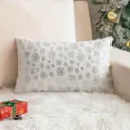 Faux rabbit fur pillowcase with silver snowflake embroidery in white for Christmas - Silver Stamped Snowflake (No Core)