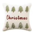 White faux rabbit fur pillow case with Christmas tree and red embroidery - Christmas Embroidered Tree (No Core)