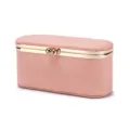 Eleganter kleiner Schmuckkasten aus pinkfarbenem Echtleder mit goldenem Schnappverschluss - Rosa