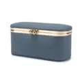 Eleganter blauer Schmuckkasten aus echtem Leder mit Bügelverschluss für Lippenstifte - Denim-Blau