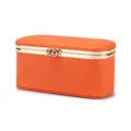 Leuchtend orangefarbenes Mini-Clip-Täschchen aus echtem Leder für Lippenstift und Schmuck - Orange