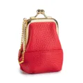 Elegante mini portamonete in pelle rossa con chiusura dorata per gioielli e monete. - Rosso