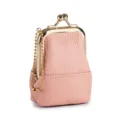 Mini-Schmuckbeutel aus echtem Leder in Rosa mit elegantem goldenem Klippverschluss - Rosa