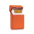 Estuche de cigarrillos elegante en cuero granulado naranja con cierre magnético - Naranja