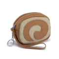 Einzigartige Leder-Geldbörse im Schweizer Rollen-Design mit Handschlaufe in Braun und Beige - Erdgelb