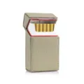 Estuche de cigarrillos de cuero caqui premium con tapa magnética para uso diario de lujo - Gris