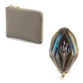 Taupe cross-grain genuine leather L-zip wallet with multiple card slots and coin pocket - Elephant Gray