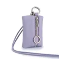 Premium lavender genuine leather mini neck pouch for coins and lipstick accessories - Taro Purple