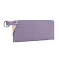 Ultra-slim purple genuine cowhide leather glasses case with portable hanging ring - Purple