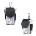 Premium Echtleder Golfballtasche mit Gürtelclip und integriertem Golf Tee Halter Set - Milkshake Weiß mit Schwarz