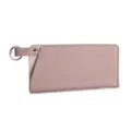 Slim genuine leather glasses pouch with metal ring attachment in a dusty pink finish. - Pink