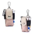 Premium Golfball-Tasche aus Leder in Pink und Beige mit Gürtelclip und Tee-Haltern - Hellrosa mit Milkshake Weiß