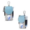 Hochwertige Echtleder-Golfballtasche in Blau und Grau mit praktischem Clip und Tees - Milkshake Weiß mit Hellblau