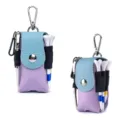 Tragbare Golfballtasche aus echtem Leder im lila-blauen Design mit Karabinerhaken fuer Sport - Lila Mit Hellblau
