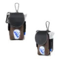 Tragbare Golfballtasche aus braunem und schwarzem Leder mit weißen Tees und Metallkarabiner - Taubengrau mit Schwarz