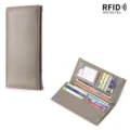 Schlanke Herren-Lederbörse mit RFID-Schutz, langes Modell in eleganter Taupe-Farbe - Khaki