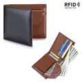 Echtleder-Brieftasche für Herren in Schwarz und Braun mit extra sicherem RFID-Schutz - Schwarz & Senfgelb