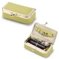 Exquisite lime green pebbled leather jewelry and lipstick storage case with gold clasp - Lemon Yellow