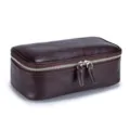 Dark brown genuine leather toiletry bag for travel organizer - Ebony (Vegetable Tanned Leather)