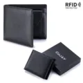 Premium Herren-Brieftasche aus echtem schwarzem Leder mit RFID-Schutz und CUJAY-Box - Geschenkbox / Schwarz
